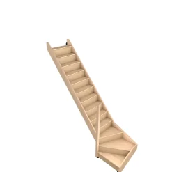 Fortia Escalier quart tournant droit hêtre coloris naturel 13 marches Siderno avec contremarches- Escalier Quart Tournant