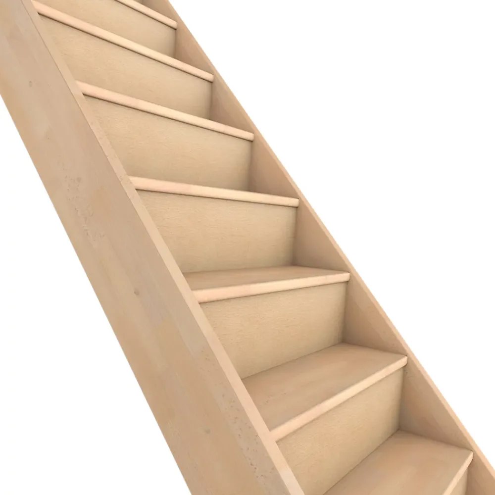 Fortia Escalier quart tournant droit hêtre coloris naturel 13 marches Siderno avec contremarches- Escalier Quart Tournant