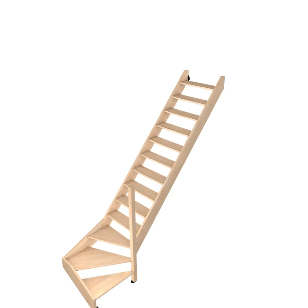 Fortia Escalier quart tournant gauche hêtre coloris naturel 13 marches Siderno sans contremarche- Escalier Quart Tournant