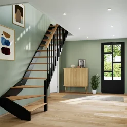Fortia Escalier Quart Tournant<Escalier quart tournant gauche chêne et aluminium noir Gagliano