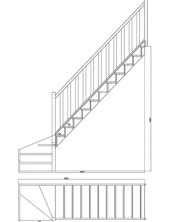 Woodup Escalier Quart Tournant<Escalier Quart Tournant Molede 280 Cm Kit Recoupable Bas à Gauche Sans Contremarche H Sol Sol 280 Cm