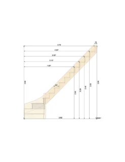 Woodup Escalier Quart Tournant<Escalier Quart Tournant Molede 280 Cm Kit Recoupable Bas à Gauche Sans Contremarche H Sol Sol 280 Cm