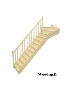 Woodup Escalier Quart Tournant Neronne Kit Recoupable Haut à Gauche Avec Contremarches H Sol Sol 280 Cm- Escalier Quart Tournant