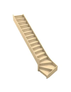 Woodup Escalier Quart Tournant<Escalier Quart Tournant Sela 288 Cm Kit Recoupable Bas à Gauche Sapin Avec Contremarches H Sol Sol 288 Cm