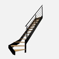 Kordo Escalier Quart Tournant<Escalier quart-tournant droit noir avec garde-corps à LED intégrées, Spectra
