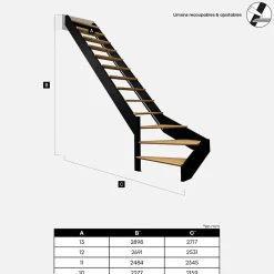 Kordo Escalier Quart Tournant<Escalier quart-tournant gauche noir avec garde-corps à LED intégrées, Spectra