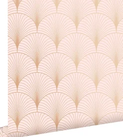 Estahome Papier Peint<papier peint art déco rose clair et or rose - 53 cm x 10.05 m - 139229