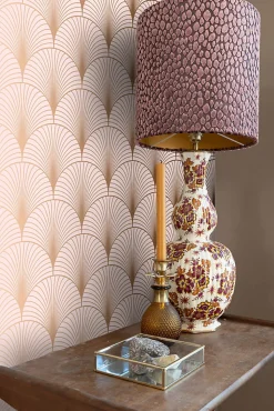 Estahome Papier Peint<papier peint art déco rose clair et or rose - 53 cm x 10.05 m - 139229