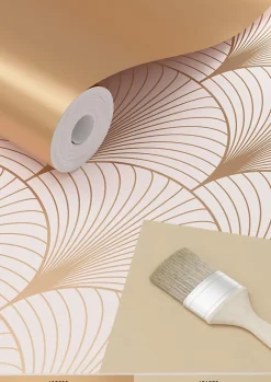 Estahome Papier Peint<papier peint art déco rose clair et or rose - 53 cm x 10.05 m - 139229