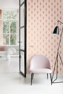 Estahome Papier Peint<papier peint art déco rose clair et or rose - 53 cm x 10.05 m - 139229