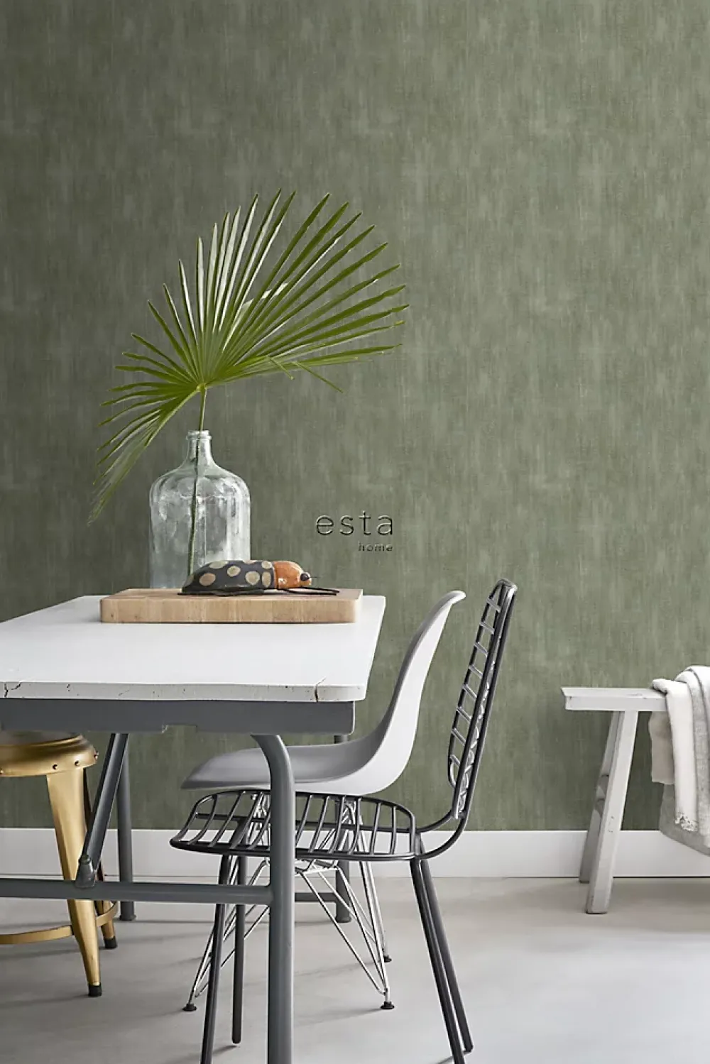 Estahome Papier Peint<papier peint effet béton vert olive grisé - 53 cm x 10.05 m - 148754