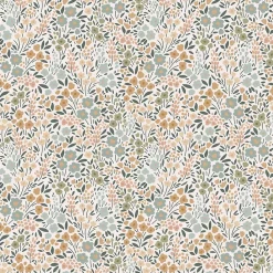 Estahome papier peint fleurs bleu grisâtre, rose terracotta et vert - 53 cm x 10.05 m - 139837- Papier Peint