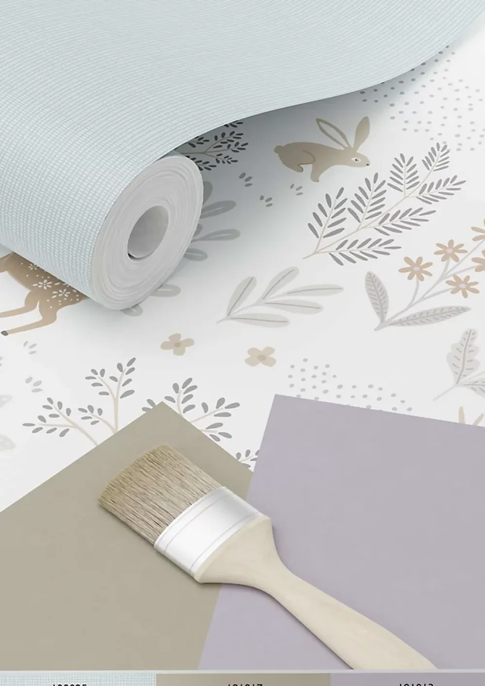 Estahome Papier Peint<papier peint forêt avec des animaux de la forêt lilas violet et beige - 53 cm x 10.05 m - 139520