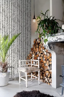 Estahome Papier Peint<papier peint troncs de bouleau gris chaud clair - 53 cm x 10.05 m - 138889