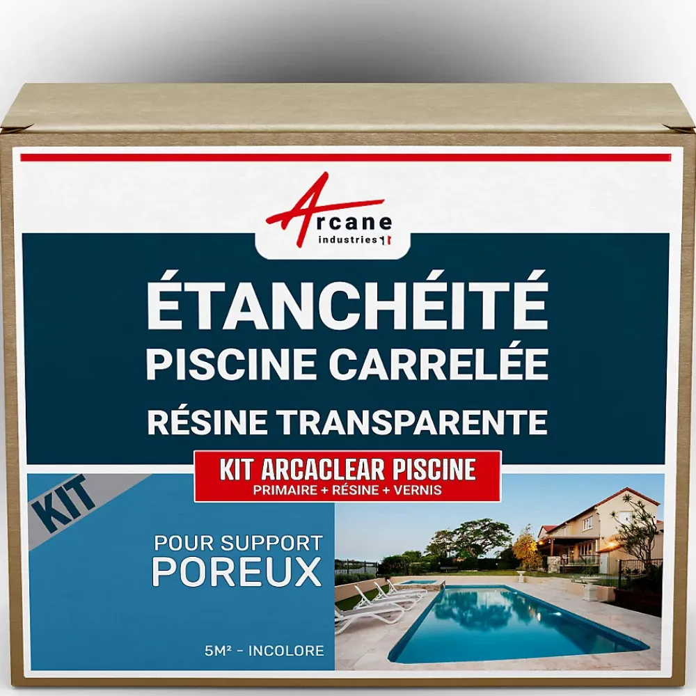 Arcane Industries Etanchéité Piscine Carrelée - Résine Transparente KIT ARCACLEAR PISCINE Transparent - 5 m², support poreux -- Ragréage Et Primaire Pour Carrelage