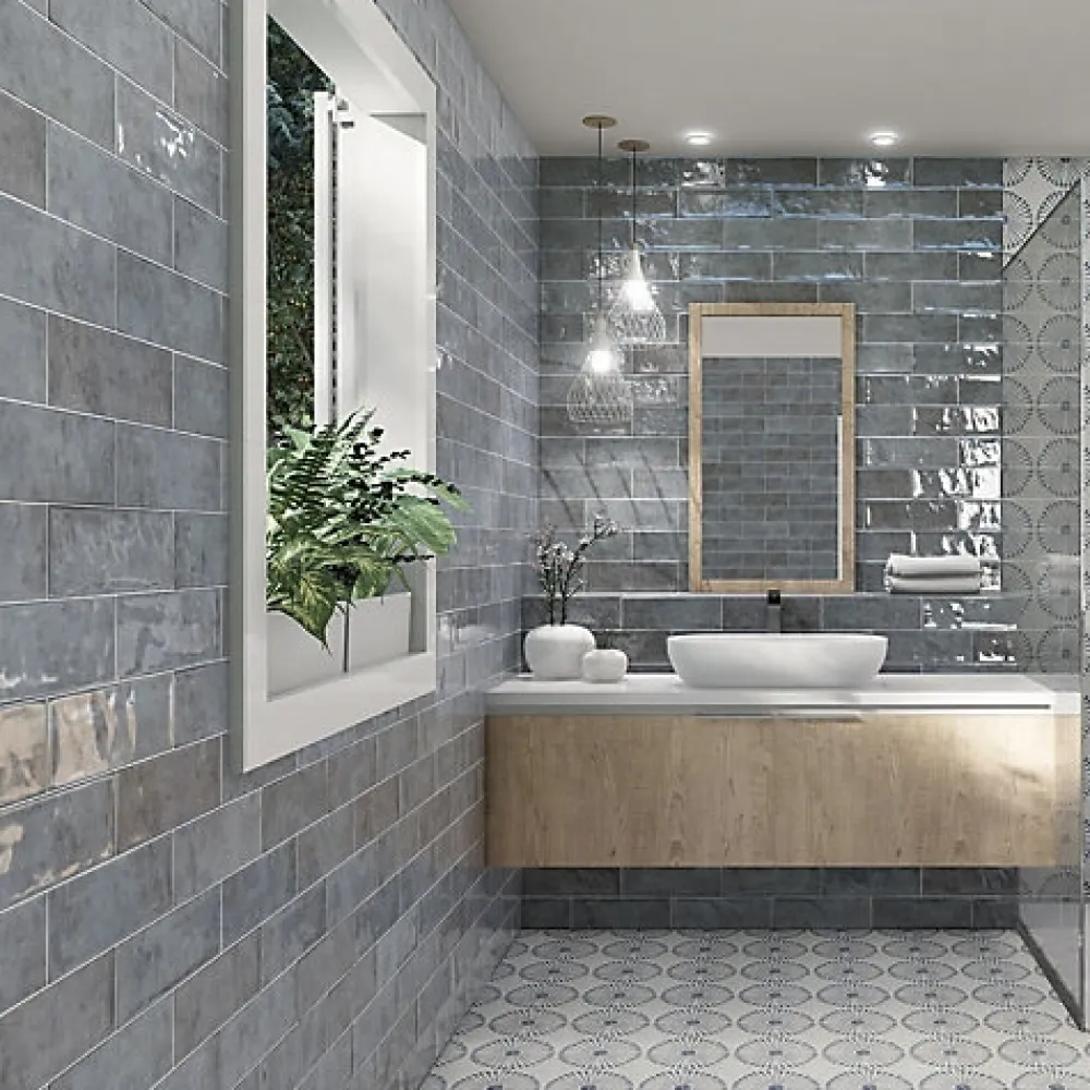 Les Carreaux De Jean Faïence Pour Pièce À Vivre|Faïence Pour Salle De Bains<Faïence Effet Zellige Bleu CINQUE TERRE Blue 10x30cm - Les Carreaux de Jean