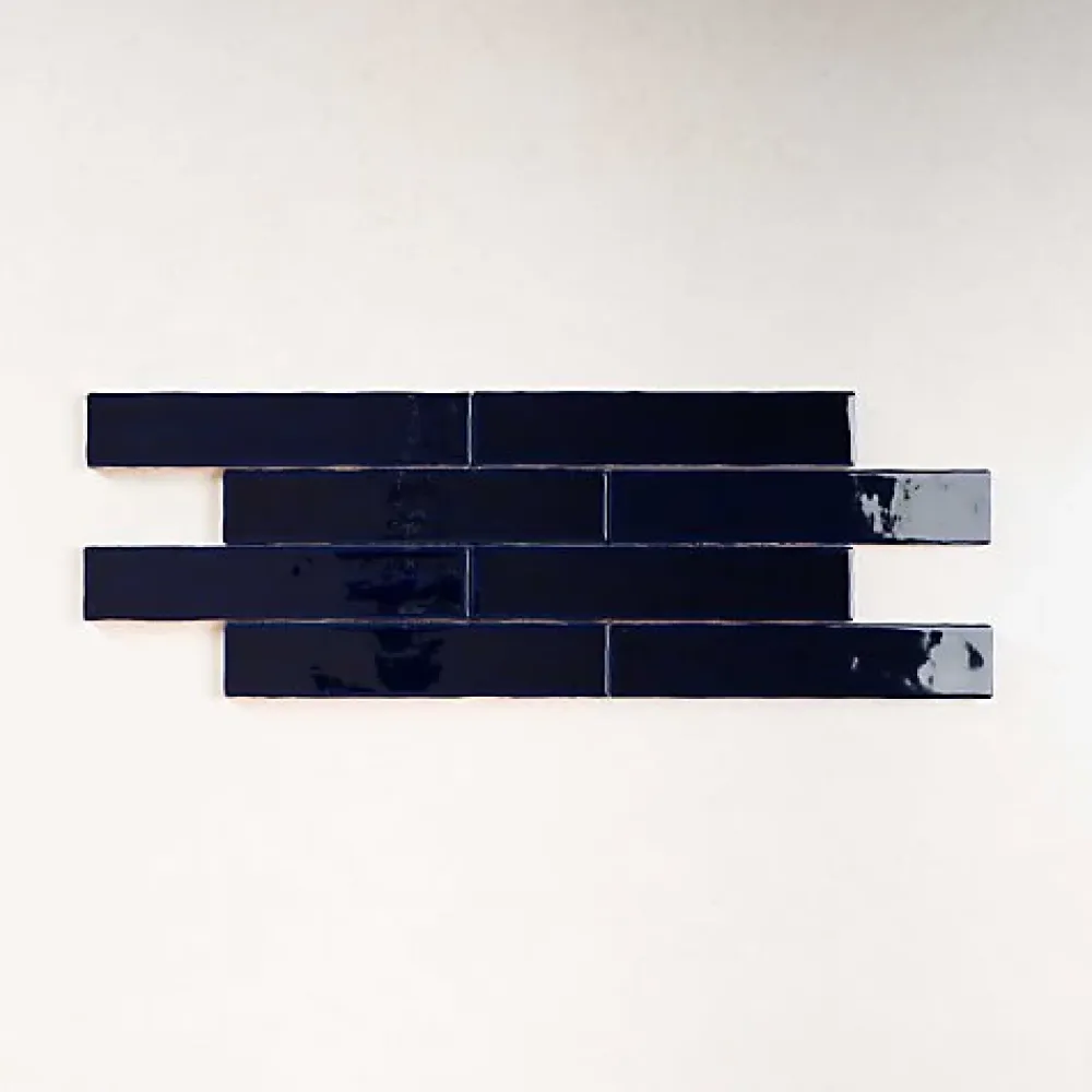 Les Carreaux De Jean Faïence Effet Zellige Bleu Nuit SAONA 5x25 Marine - Les Carreaux de Jean- Faïence Pour Cuisine|Faïence Pour Douche