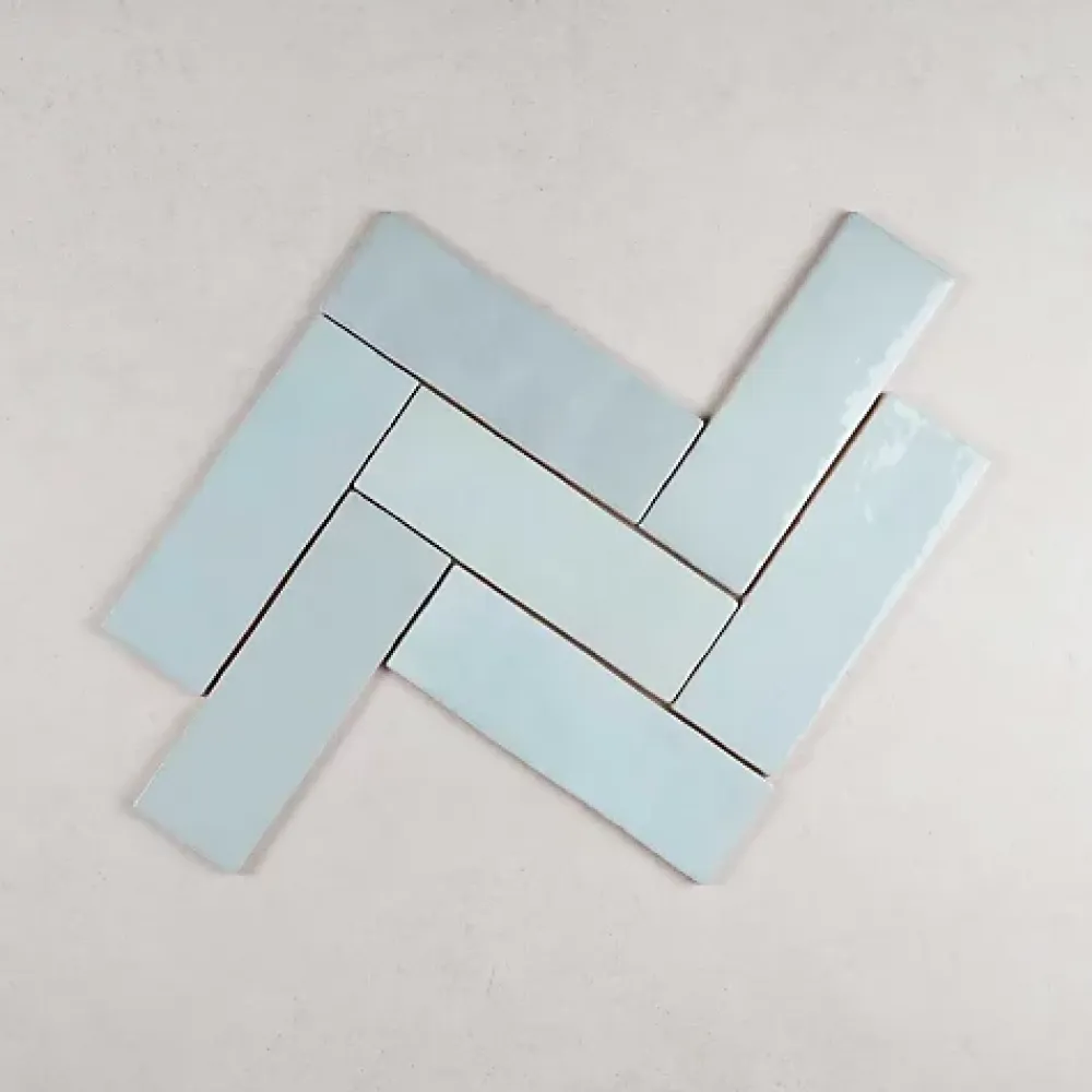 Gioia Materia Faïence Effet Zellige Bleu Ciel ARTISAN 6.5x20 Aqua - Les Carreaux de Jean- Faïence Pour Salle De Bains|Faïence Pour Pièce À Vivre