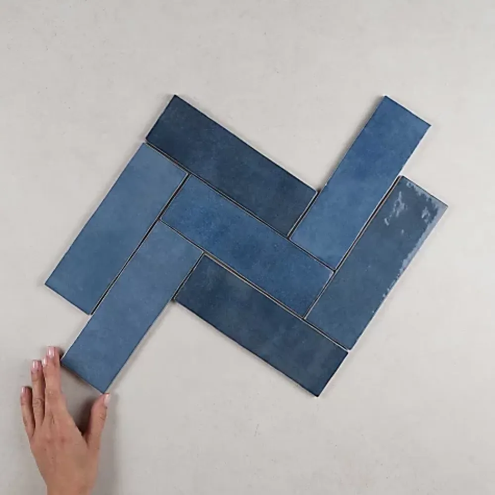 Gioia Materia Faïence Effet Zellige Bleu ARTISAN 6.5x20 Blue - Les Carreaux de Jean- Faïence Pour Douche|Faïence Pour Salle De Bains
