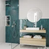 Gioia Materia Faïence Effet Zellige Bleu Canard MANACOR 6,5x40 glacier - Les Carreaux de Jean- Faïence Pour Salle De Bains|Faïence Pour Douche