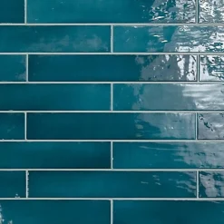 Gioia Materia Faïence Effet Zellige Bleu Canard MANACOR 6,5x40 glacier - Les Carreaux de Jean- Faïence Pour Salle De Bains|Faïence Pour Douche