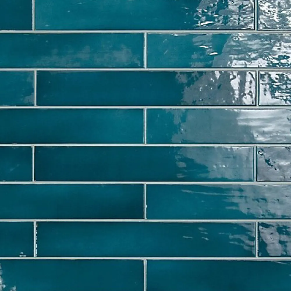 Gioia Materia Faïence Effet Zellige Bleu Canard MANACOR 6,5x40 glacier - Les Carreaux de Jean- Faïence Pour Salle De Bains|Faïence Pour Douche