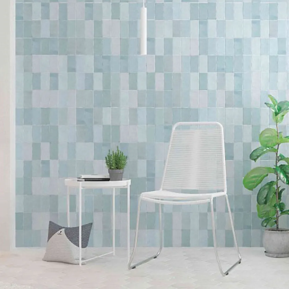 Les Carreaux De Jean Faïence Effet Zellige Bleu Ciel FEZ Mat 6,2x12,5 Aqua - Les Carreaux de Jean- Faïence Pour Douche|Faïence Pour Pièce À Vivre