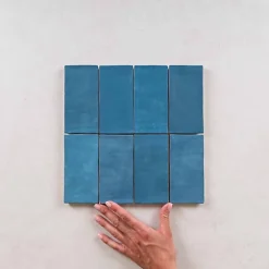 Les Carreaux De Jean  Faïence Pour Salle De Bains<Faïence Effet Zellige Bleu Canard FEZ Mat 6,2x12,5 Ocean - Les Carreaux de Jean