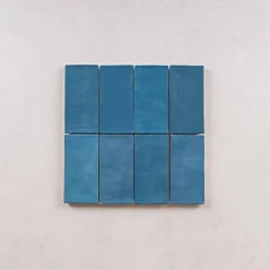 Les Carreaux De Jean  Faïence Pour Salle De Bains<Faïence Effet Zellige Bleu Canard FEZ Mat 6,2x12,5 Ocean - Les Carreaux de Jean