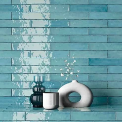 Les Carreaux De Jean Faïence Pour Douche|Faïence Pour Salle De Bains<Faïence Effet Zellige Bleu SAONA 5x25 Sky - Les Carreaux de Jean