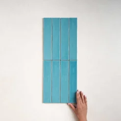 Les Carreaux De Jean  Faïence Pour Douche|Faïence Pour Salle De Bains<Faïence Effet Zellige Bleu SAONA 5x25 Sky - Les Carreaux de Jean