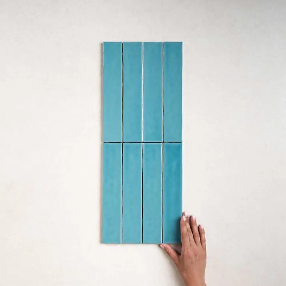 Les Carreaux De Jean Faïence Pour Douche|Faïence Pour Salle De Bains<Faïence Effet Zellige Bleu SAONA 5x25 Sky - Les Carreaux de Jean