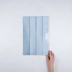 Gioia Materia Faïence Effet Zellige Bleu MANACOR 6,5x40 blue moon - Les Carreaux de Jean- Faïence Pour Pièce À Vivre|Faïence Pour Salle De Bains