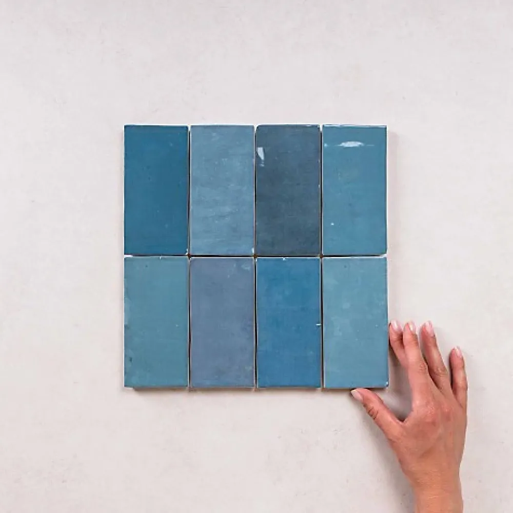 Les Carreaux De Jean Faïence Pour Salle De Bains<Faïence Effet Zellige Bleu FEZ Brillant 6,2x12,5 Ocean - Les Carreaux de Jean
