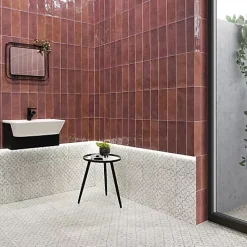 Les Carreaux De Jean  Faïence Pour Salle De Bains|Faïence Pour Pièce À Vivre<Faïence Effet Zellige Bordeaux CINQUE TERRE Carmine 10x30cm - Les Carreaux de Jean