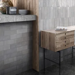 Gioia Materia Faïence Effet Zellige Gris ARTISAN 6.5x20 Alabaster - Les Carreaux de Jean- Faïence Pour Salle De Bains