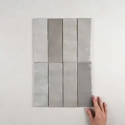 Gioia Materia Faïence Effet Zellige Gris ARTISAN 6.5x20 Alabaster - Les Carreaux de Jean- Faïence Pour Salle De Bains