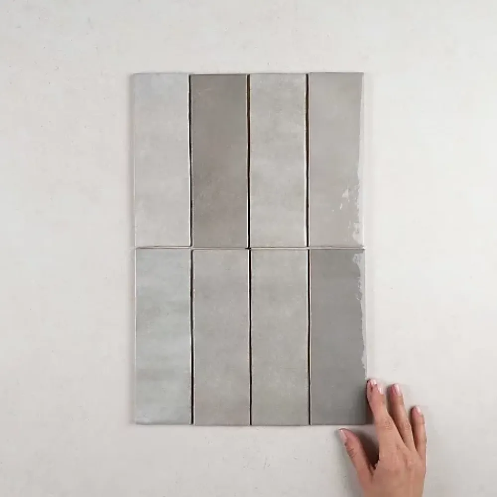 Gioia Materia Faïence Effet Zellige Gris ARTISAN 6.5x20 Alabaster - Les Carreaux de Jean- Faïence Pour Salle De Bains