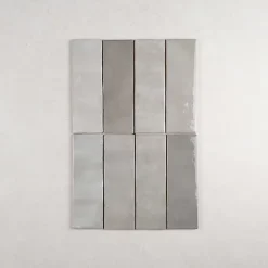 Gioia Materia Faïence Effet Zellige Gris ARTISAN 6.5x20 Alabaster - Les Carreaux de Jean- Faïence Pour Salle De Bains