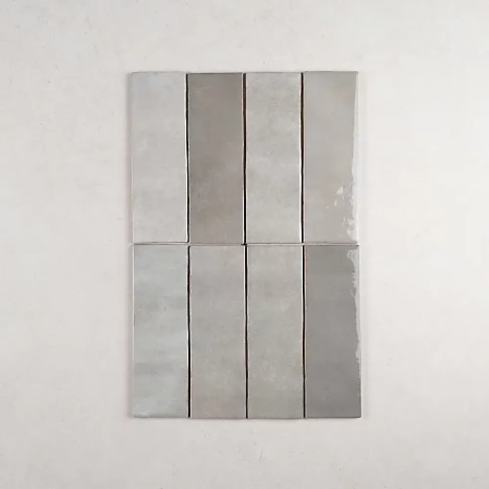 Gioia Materia Faïence Effet Zellige Gris ARTISAN 6.5x20 Alabaster - Les Carreaux de Jean- Faïence Pour Salle De Bains