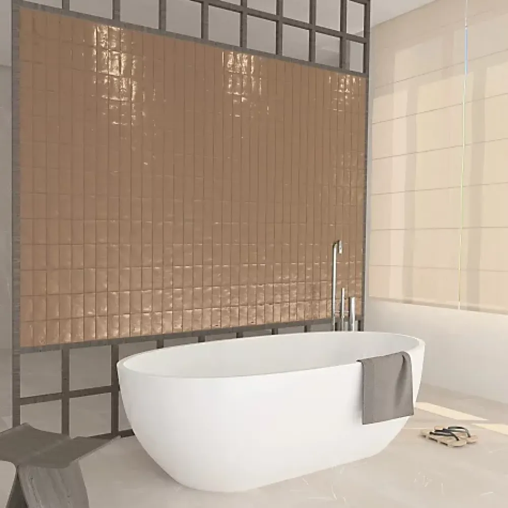 Les Carreaux De Jean Faïence Effet Zellige Marron FEZ Brillant 6,2x12,5 Copper - Les Carreaux de Jean- Faïence Pour Douche|Faïence Pour Salle De Bains
