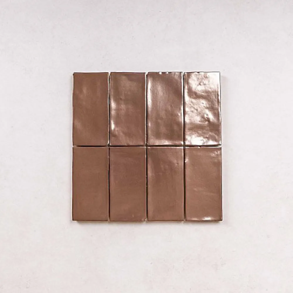 Les Carreaux De Jean Faïence Effet Zellige Marron FEZ Brillant 6,2x12,5 Copper - Les Carreaux de Jean- Faïence Pour Douche|Faïence Pour Salle De Bains