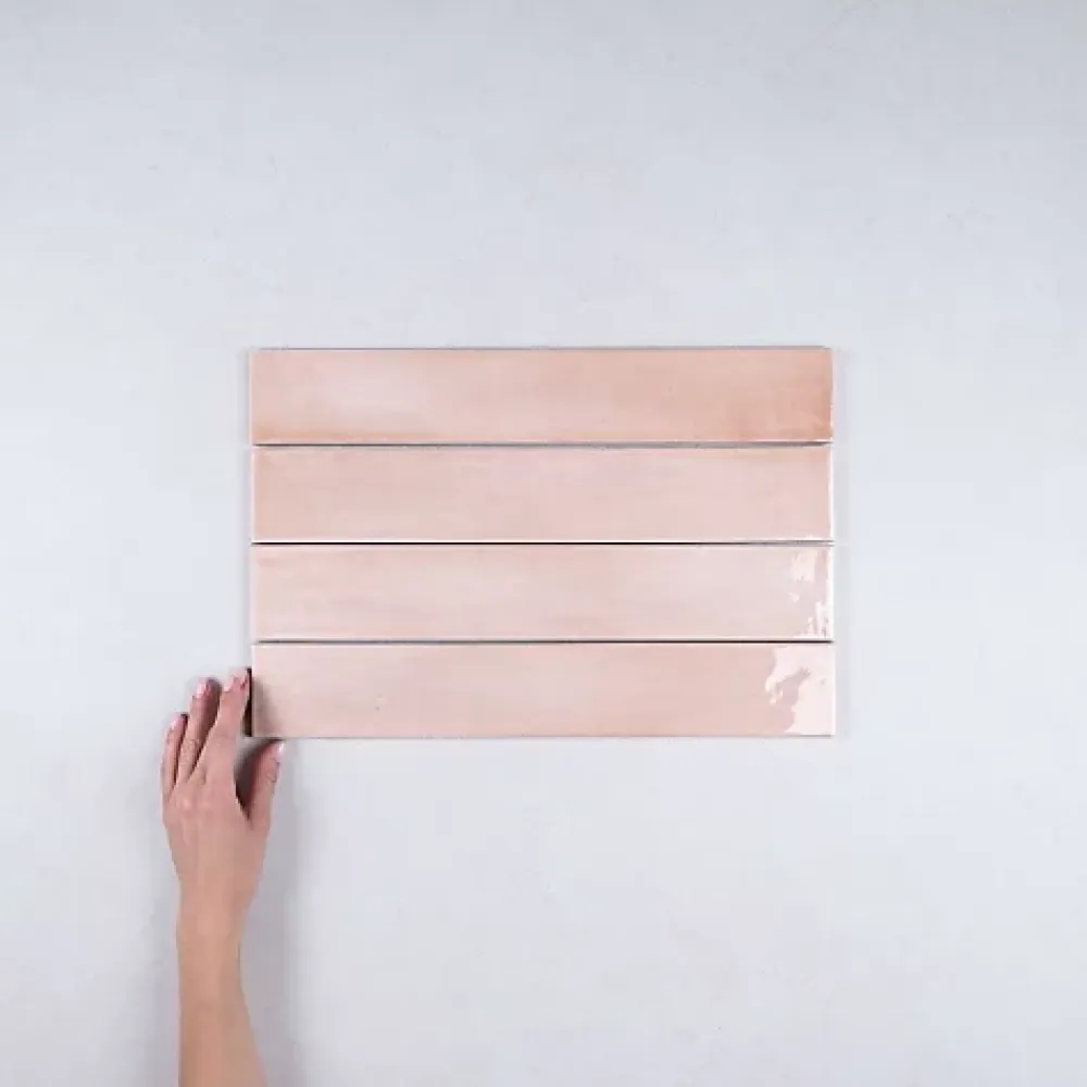 Gioia Materia Faïence Pour Salle De Bains|Faïence Pour Douche<Faïence Effet Zellige Rose Clair MANACOR 6,5x40 blush pink - Les Carreaux de Jean