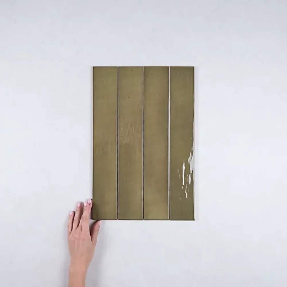Gioia Materia Faïence Pour Cuisine<Faïence Effet Zellige Vert Olive MANACOR 6,5x40 basil green - Les Carreaux de Jean