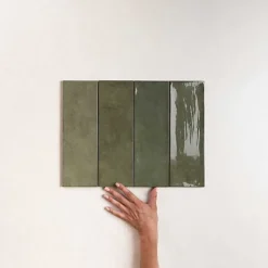 Reflex Boutique Faïence Effet Zellige Vert CINQUE TERRE Emerald 10x30cm - Les Carreaux de Jean- Faïence Pour Douche|Faïence Pour Cuisine