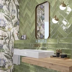 Reflex Boutique Faïence Effet Zellige Vert CINQUE TERRE Emerald 10x30cm - Les Carreaux de Jean- Faïence Pour Douche|Faïence Pour Cuisine
