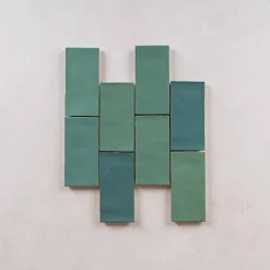 Les Carreaux De Jean Faïence Effet Zellige Vert FEZ Mat 6,2x12,5 Emerald - Les Carreaux de Jean- Faïence Pour Salle De Bains
