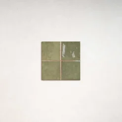 Les Carreaux De Jean  Faïence Pour Salle De Bains|Faïence Pour Cuisine<Faïence Effet Zellige Vert CHAOUEN 10x10 Forest - Les Carreaux de Jean