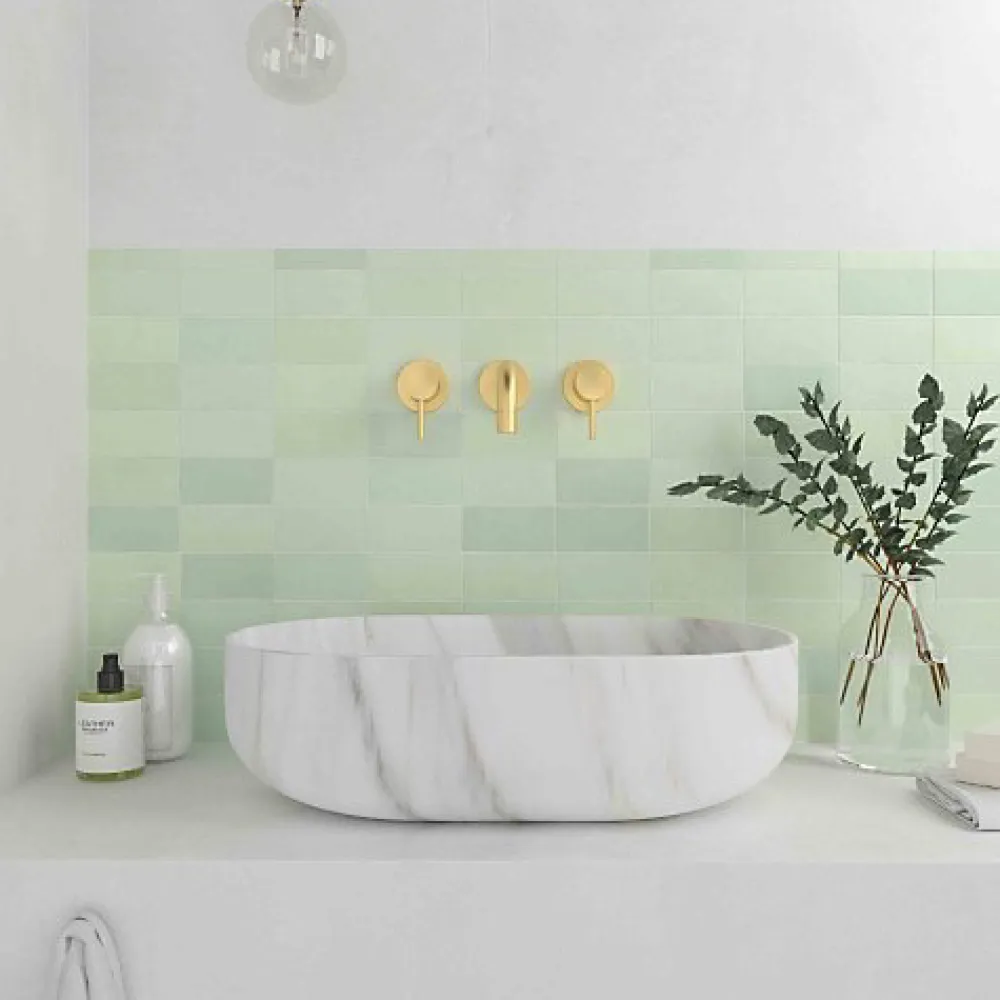 Les Carreaux De Jean Faïence Pour Pièce À Vivre|Faïence Pour Cuisine<Faïence Effet Zellige Vert d'eau FEZ Mat 6,2x12,5 Mint - Les Carreaux de Jean