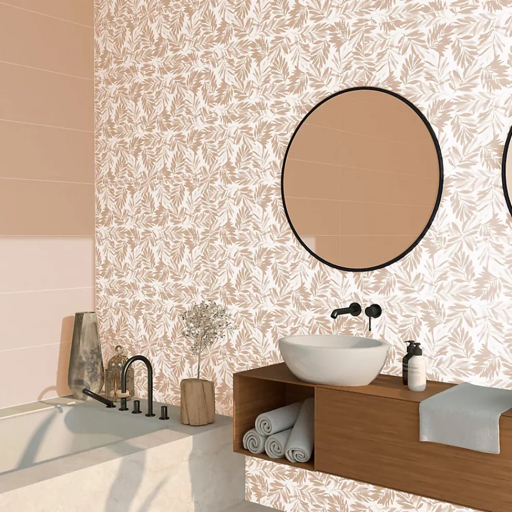 Etile Faïence Unie|Carrelage Mural Pour Wc<Faïence murale beige sable décor feuillage 2D mat L.90 x l.30 cm x ép.10,5 mm, Aspen